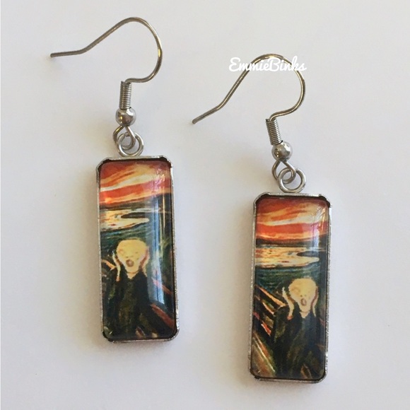 New ‘The Scream’ Art Series Drop Dangle Earrings | Munch Art Print - Painting - Picture 4 of 14